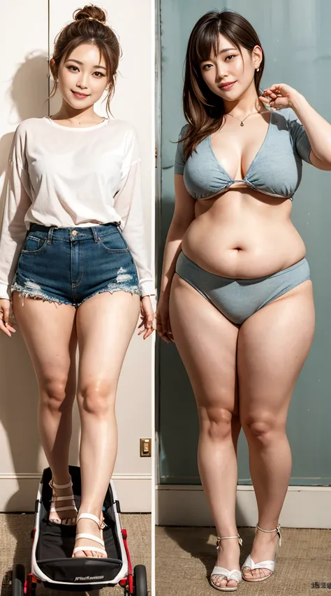  Japanese idol、Completely naked、 lower body naked、 no panties、 lower body exposure 、Pussy、Realistic,　 Japans most beautiful mom (Huge)　 mom standing side by side with baby stroller、Plump、Waistline、Wide pelvis、alone、ママのPussyから精液が垂れる、Accurate Face、Face retou...