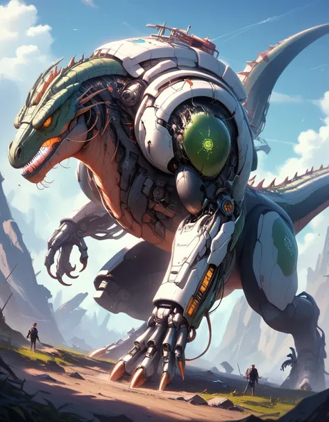 score_9, score_8, giant robotic dinosaur, biomechanical, science fiction
