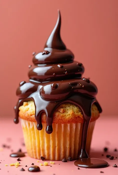 Crazy muffin with chocolate ganache on top