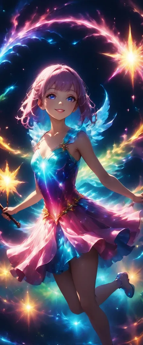 masterpiece,best quality,1girl,very young,loli,solo,smiling,magical_girl,white and pink costume,long magic staff,magical energy,dynamic pose,colorful magic effects,glowing,dramatic lighting,vivid colors,vibrant colors,detailed face,beautiful eyes,beautiful...