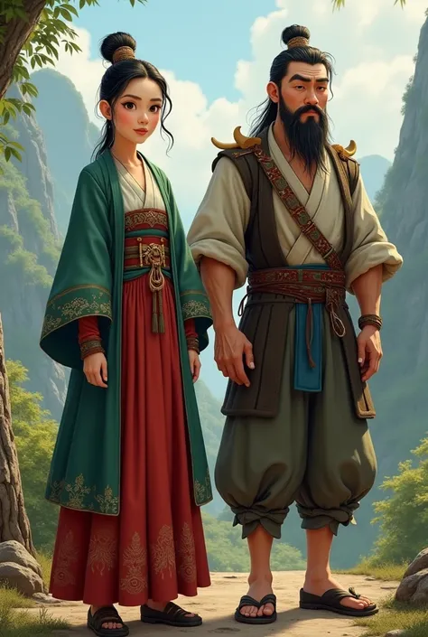 Dramatic character design for Liu Hai and Cut the Woodcutter （Ancient Chinese couple）（ characters for animation）（HD）（Can create front and back side designs of ）