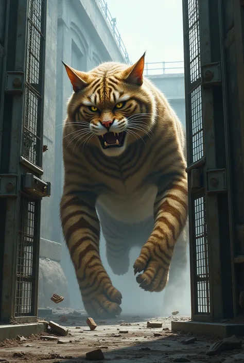 The giant cat escapes from the cat prison 