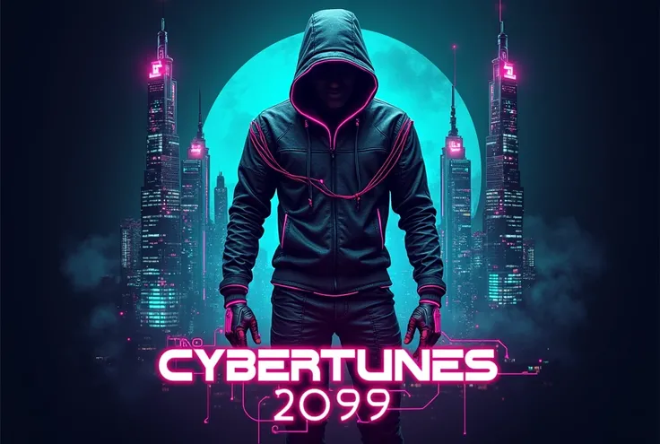  generates a cyberpunk logo for "CyberTunes 2099 "