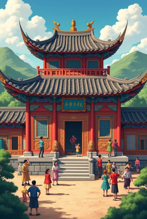 Village People Rebuild Chinese-Style Temple Together