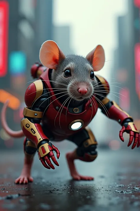 Create a video of mixing rat with iron man