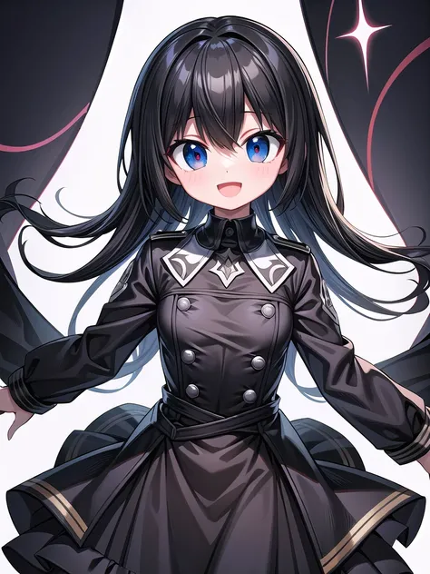 8620 (Iron Dance),8620 (uniform),masterpiece,  is the best quality,  super detailed, illustration, black dress ,have,review,:d, white background,((Eye highlights))