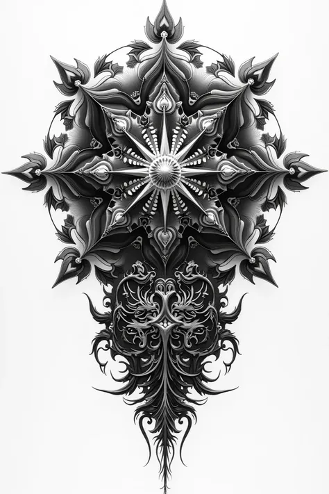  tattoo template ,  Design of a fusion between blackout,  mandala and fractals 