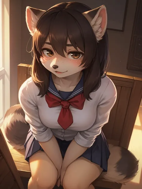 creepy geeky raccoon dog aunt , (Freckles:0.9) , Disheveled hair , loose body , Disheveled neat school uniform , sit , Teacher, Look glimpse my messy skin , Strange appearance , playing Silicon toy
, ( soft focus , Shallow focus , soft light , Cross Proces...