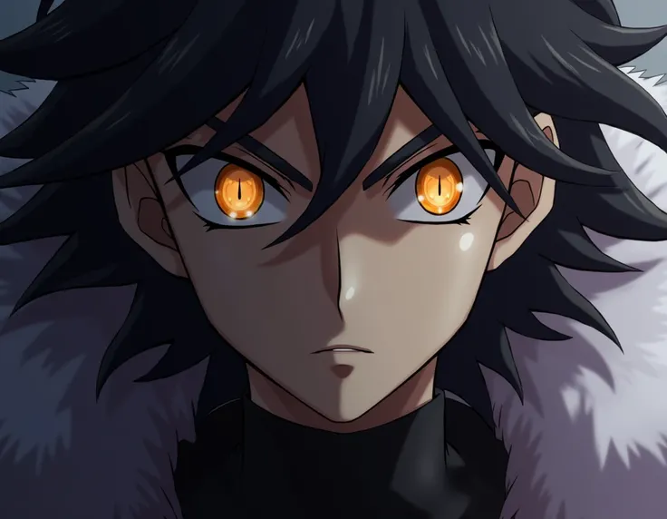 Give me a profile picture of Jaden Yubel from Yugioh GX where the color of his eyes stands out