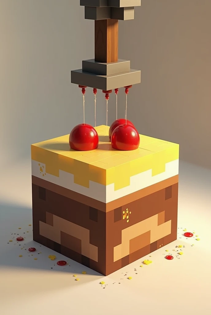 .
5. An image of a Minecraft cake being pressed.
