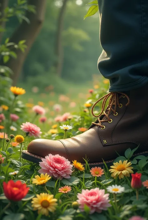 flowers on the ground under the tread of a walking foot