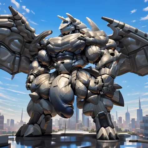 (giant mechanical aggron rampage through a city, crushing buildings beneath their unstoppable metal frames), (official art, 
bes...