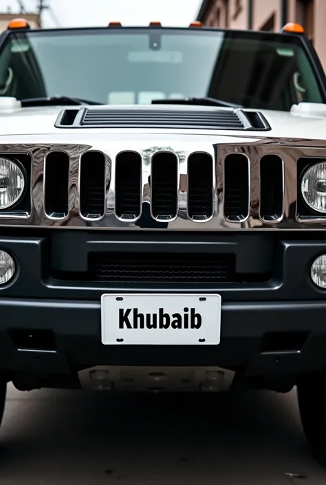 Khubaib name writing on the number plate of Hammar 