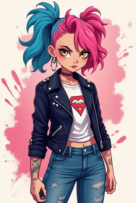 pink and blue pastel cutesy riot GRRL oc