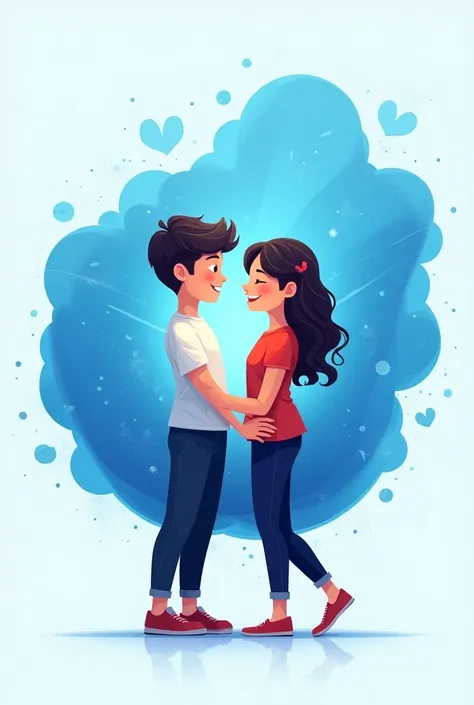 Create a logo for the profile picture with the love boy and girl standing behind it. Logo name Priya X Tillu background blue particles modern style