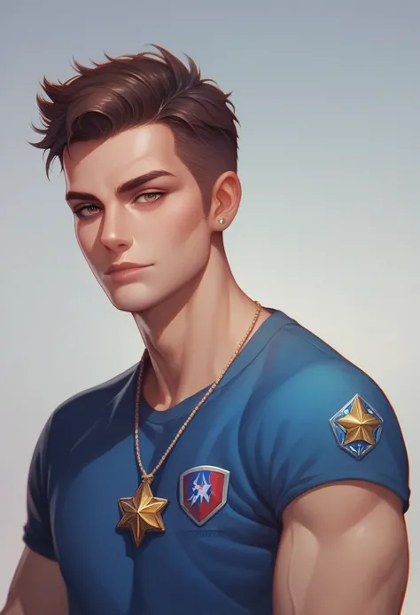 A close up of a person in a suit and short hair wearing a blue shirt and a black turtleneck t-shirt., Eva Ryder, star travel, a character portrait, Dau-al-Set, Detailed, Winner Award , ultra realistic