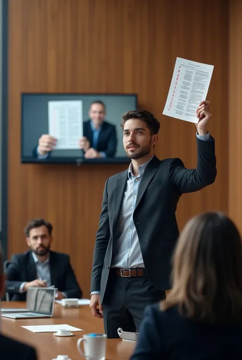 In the conference room, someone raised their hands, held a ballot paper.