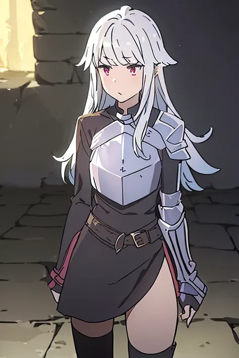 ((Is it wrong to try to date someone in a dungeon? · feminization · berclanelle · gender · long hair · skirt · glowing dagger · white hair · girl · in battle · monster · breastplate · 1girls · solo)))