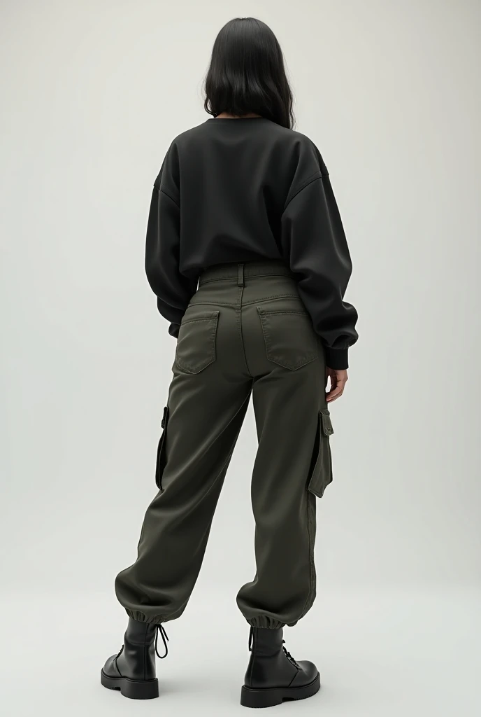 Bilie Eilish from behind in cargo pants with a big ass