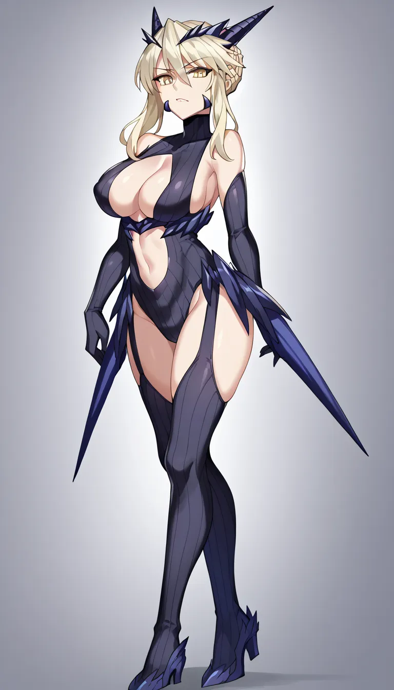 woman, , , cartoon screencap 2d, adult woman,, , nsfw,  , partially clothing, artoria pendragon, lancer alter outfit