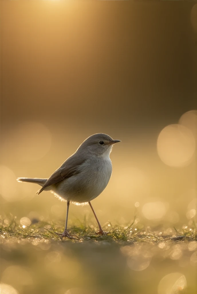 A beautiful small bird, close-up, soft golden morning light, delicate bokeh framing its graceful form, detailed feathers, realistic, photorealistic, 8k, best quality, masterpiece, natural light, warm tones, intricate details