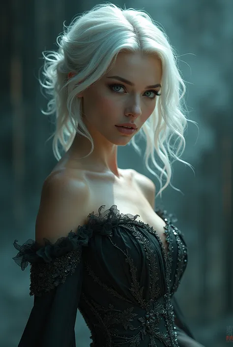 portrait, beautiful woman, white hair, ornate dress, (long hair in waves like smoke):0.85 , confident expression, detailed, 16k, sf, intricate artwork masterpiece, ominous, matte painting movie poster, golden ratio, trending on cgsociety, intricate, epic, ...