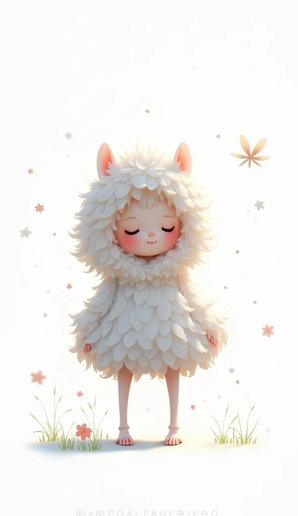 Create a character similar to a fluffy shirt in a light color