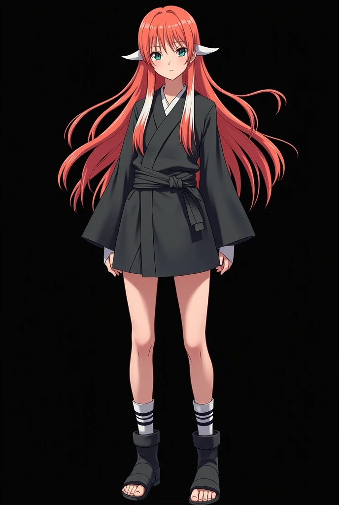 A beautiful standing, full-bodied girl named Mai Yamamoto ( FOURTEEN YEARS ).  Designed by manga artist Masashi Kishimoto, creator of the anime  "Naruto Shippuden" Exactly like in the anime .  straight fire-colored hair with two white locks highlighted on ...