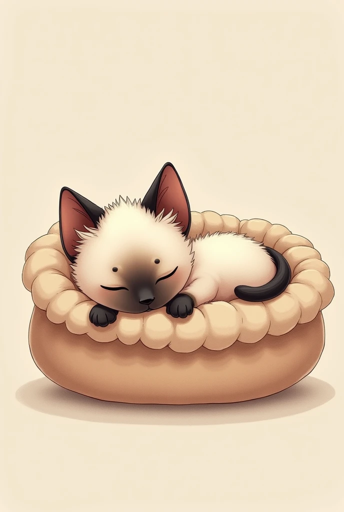 Cute drawn Siamese kitten sleeping for s 