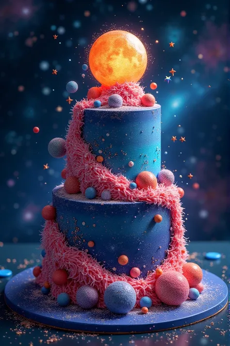 single tier space themed birthday cake