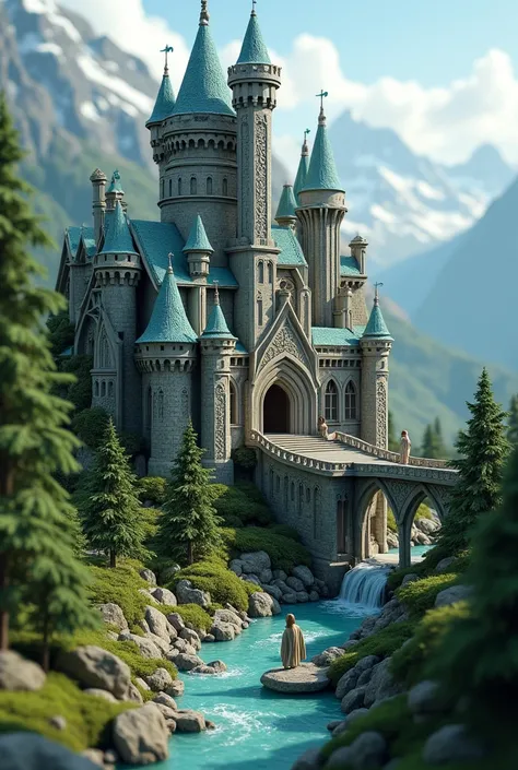  Lord of the Rings style toy elven castle , simple, estilo el señor de los anillos, 3D printable , diorama