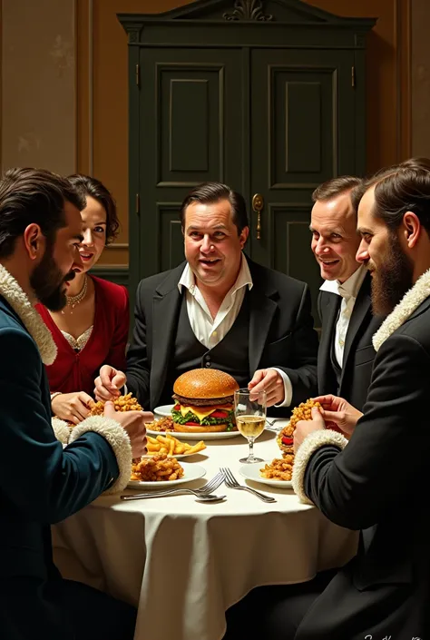 Burghers eating hamburgers 