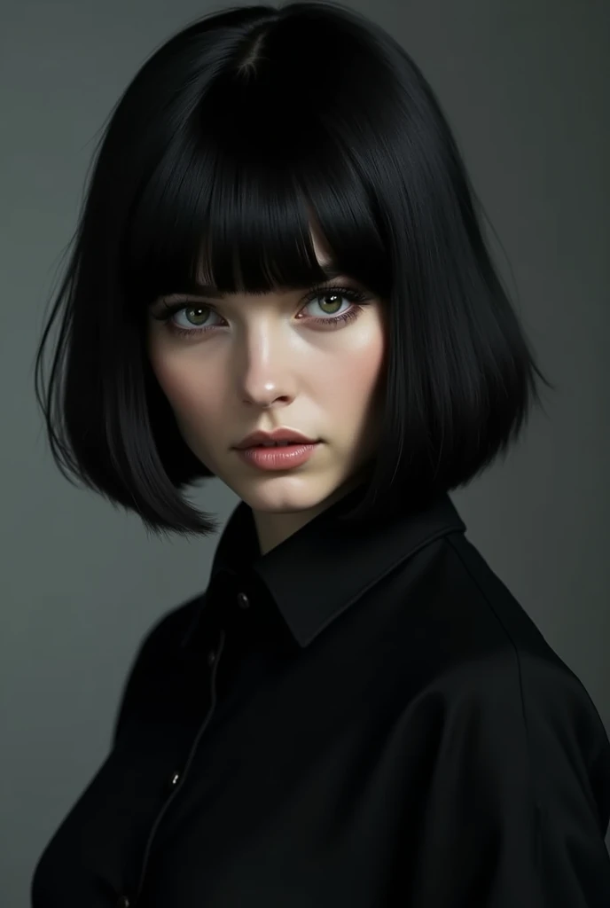 Woman with black blunt hair