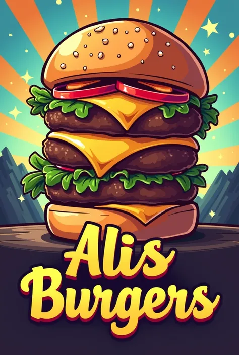 HAMBURGER RESTAURANT LOGO WITH THE NAME OF ALIS BURGERS