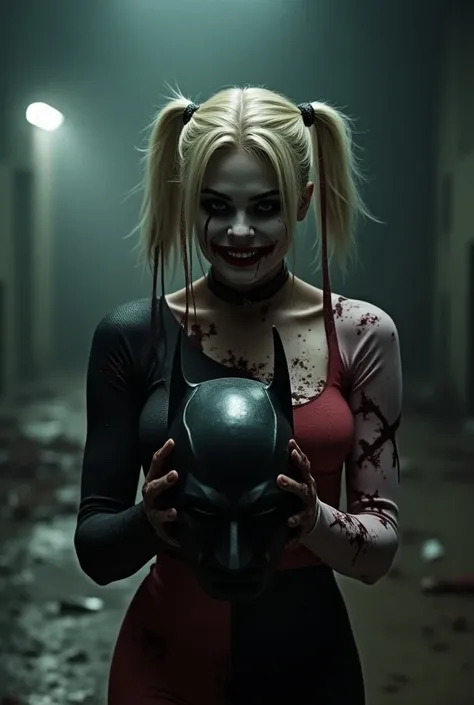 Harley Quinn holds Batman&#38;head 