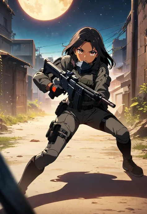 1girl, solo, masterpiece), (best quality), anime art style, anime illustration, super detailed, high dynamic range, depth of field, (colorful), The artwork is ultra-detailed, Theme is original, gritty and full of underdog elements. Shes a vigilante, Navajo...