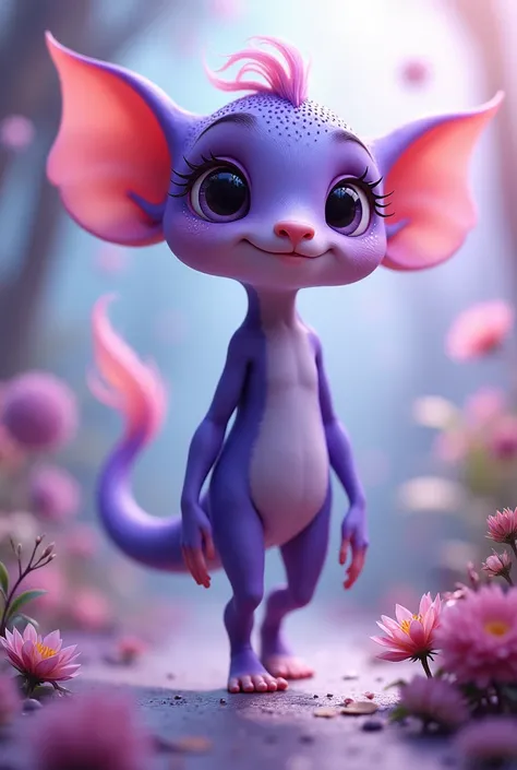 3d disney style purple barefoot human creature 