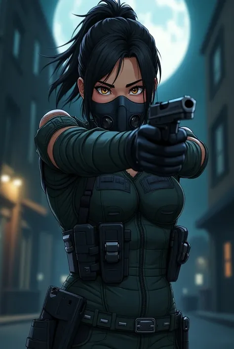 1girl, solo, masterpiece), (best quality), anime art style, anime illustration, super detailed, high dynamic range, depth of field, (colorful), The artwork is ultra-detailed, Theme is original, gritty and full of underdog elements. Shes a vigilante, Navajo...