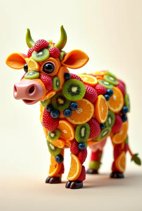 Cow made of fruits