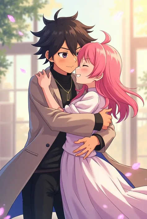 Tanjiro anime hugging Mitsuri