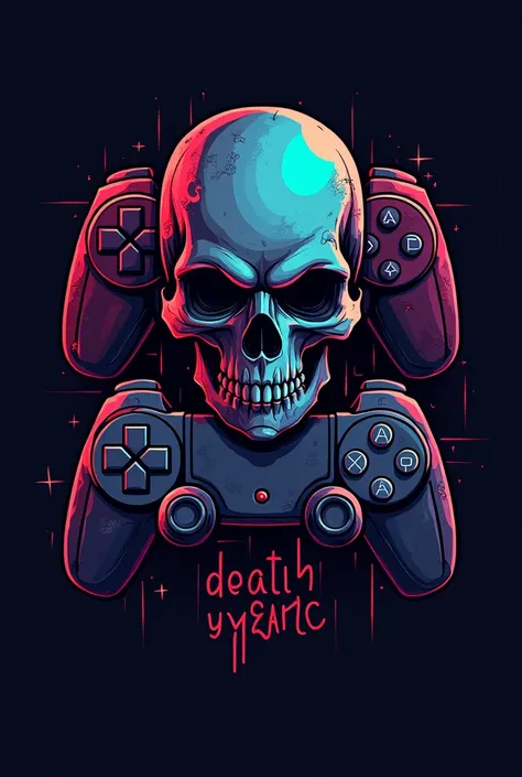 Create the image of a gamer logo ,  that has video game controls ,  that has an integrated skull and the word “Death Yzarc”