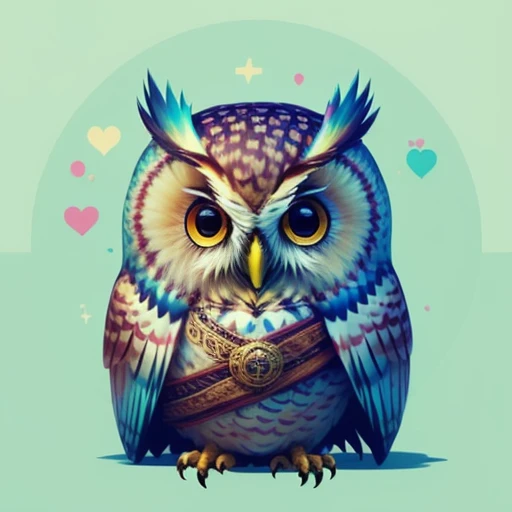  owl under guard,Chibi,Genuine,art, 
08k, photo shoot, beautiful,   colorful ,Genuineistic,
masterpiece,  best quality,  best quality, official art, beautiful and aesthetic,