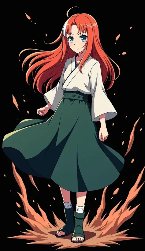 A beautiful standing, full-bodied girl named Mai Yamamoto ( FOURTEEN YEARS ).  Designed by manga artist Masashi Kishimoto, creator of the anime  "Naruto Shippuden" Exactly like in the anime .  straight fire-colored hair with two white locks highlighted on ...