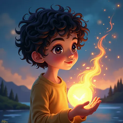  illustrates the next paragraph of a story " lian a boy with dark curly hair and violet eyes was with his beautiful mother. Upon freeing him ,  a vision full of warmth and love enveloped him . his mother,  whose presence he had always felt in his heart ,  ...