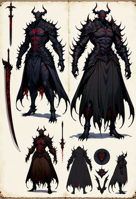 demonic characters, dark fantasy character design, bloody + concept art, demon noble character design, detailed full body concept art, full body concept art, full character design, 8k character concept art, 8k character concept art, dark soul armor concept...