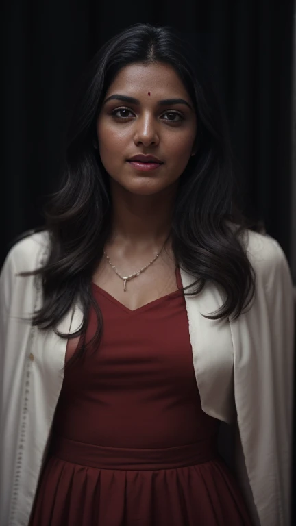 (editorial photograph of a young Indian women in white cloths red lips), karla ortiz, (highly detailed face:1.4) (smile:0.7) (backround 5 star hotel , moody, private study:1.3) POV, by lee jeffries, nikon d850, film stock photograph ,4 kodak portra 400 ,ca...