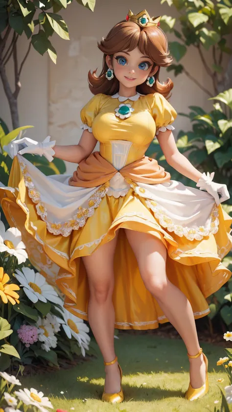 ((masterpiece,best quality,ultra-delicate,perfect face,detailed eyes,16k,high resolution,very beautiful girl)), princess daisy, ...