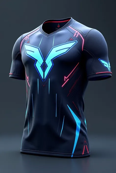 Generate a futuristic jersey with front and back side 