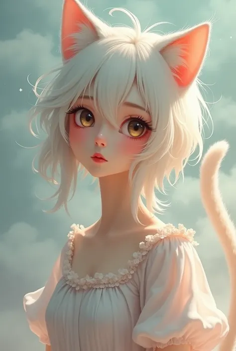 Woman with cat ears and tail hair