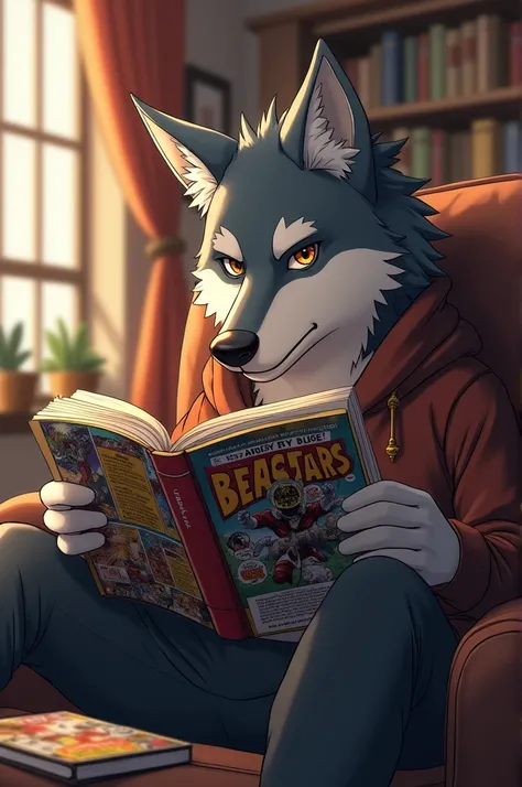 Legoshi from beastars reading comicbooks